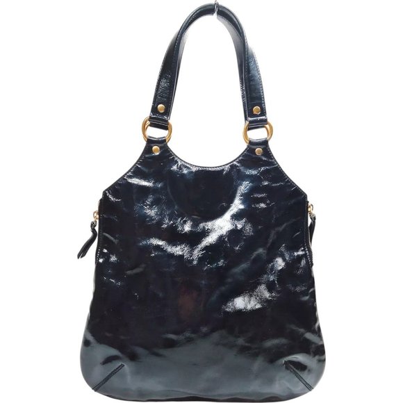 647193BC (L2) YVES Saint Laurent Hand Bag Black Enamel - Picture 1 of 9